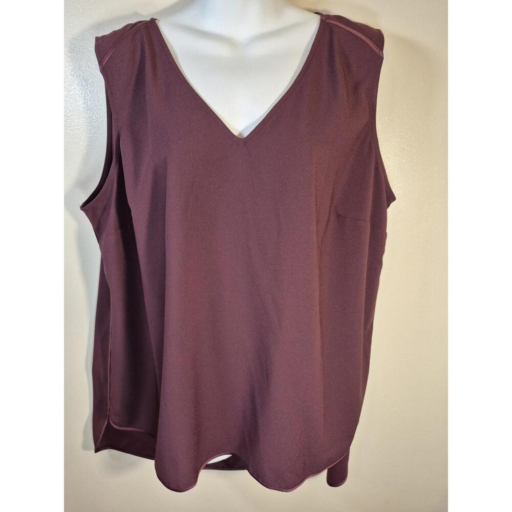 LANE BRYANT Women’s Burgundy V-Neck Top Sleeveless 16, Classic, Casual Business